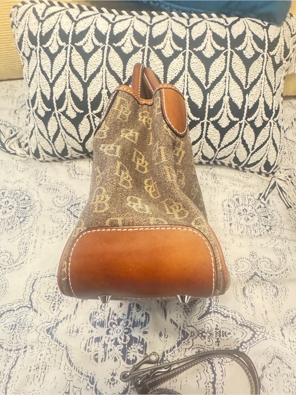 Dooney & Bourke Vintage Brown Monogram Jacquard Leather Satchel - Picture 11 of 11